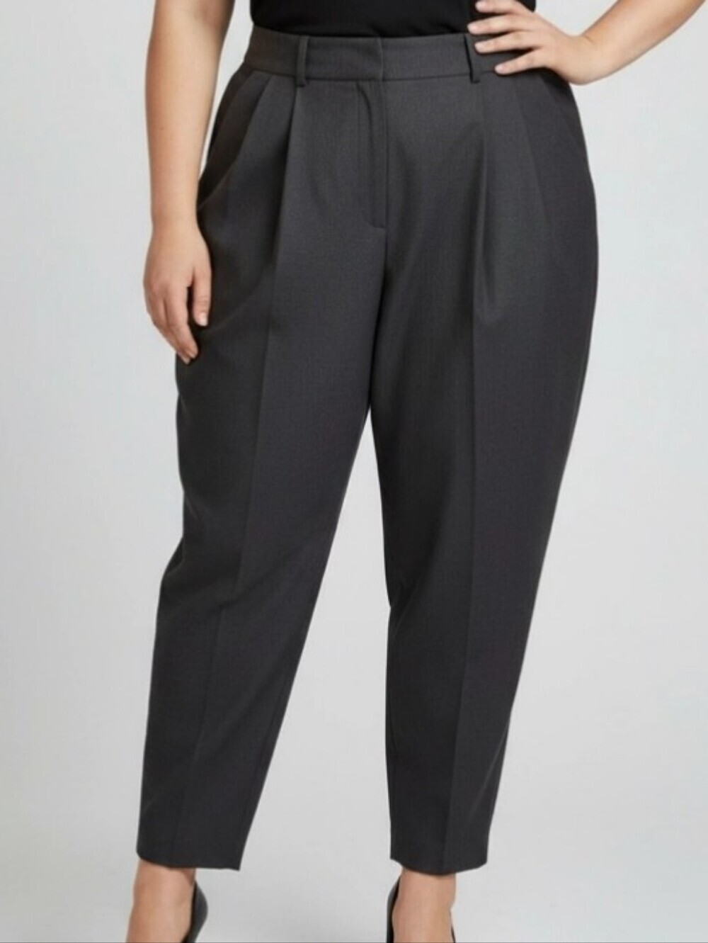 Stella McCartney Women's Barrel Leg All Wool Sz 46 Black Twill Pants Pockets